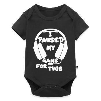 I Paused My Game For This - Baby Premium Kurzarmbody - Schwarz - Vorne