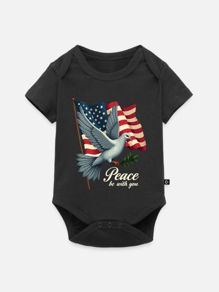 Friedenstaube mit Flagge - Baby Premium Kurzarmbody - Schwarz