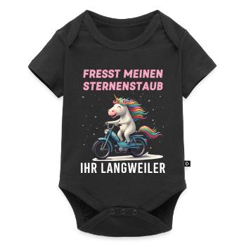 Einhorn Moped Tour - Baby Premium Kurzarmbody - Schwarz - Vorne