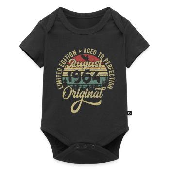 August 1964 Geburtstagsgeschenk August 1964 August - Baby Premium Kurzarmbody - Schwarz - Vorne