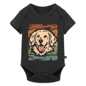 retro golden retriever and labrador dog icon - Baby Premium short-sleeve bodysuit - black - Front