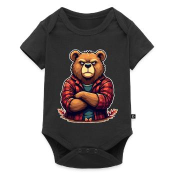 Bear in Plaid Flannel - Baby Premium short-sleeve bodysuit - black - Front