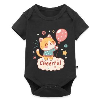 Festive Balloon Cat - Baby Premium short-sleeve bodysuit - black - Front