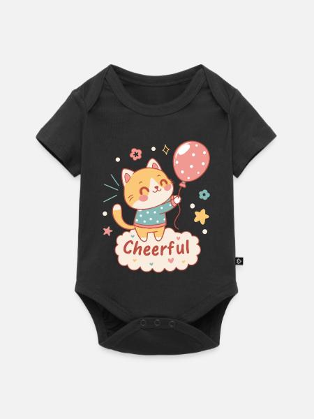 Festliche Ballonkatze - Baby Premium Kurzarmbody - Schwarz