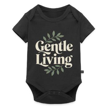 Vivre en douceur – Feuilles vintage - Body à manches courtes Premium Bébé - noir - Devant