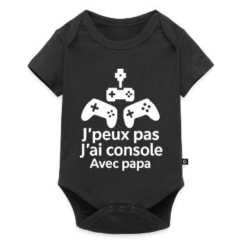 J'peux pas j'ai console Avec papa - Body à manches courtes Premium Bébé - noir - Devant