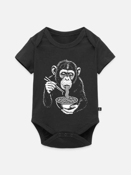 Illustration der Schimpansen-Nudelschale - Baby Premium Kurzarmbody - Schwarz