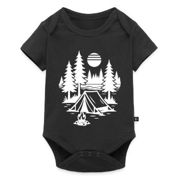 Camping nature sous tente Camping au feu de camp - Body à manches courtes Premium Bébé - noir - Devant