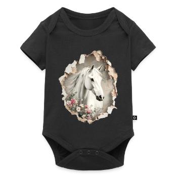 Fleurs de cheval - Body à manches courtes Premium Bébé - noir - Devant