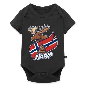 Norway Elk and Church Flag - Baby Premium short-sleeve bodysuit - black - Front
