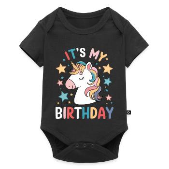 C’est ma fête d’anniversaire mignonne licorne - Body à manches courtes Premium Bébé - noir - Devant