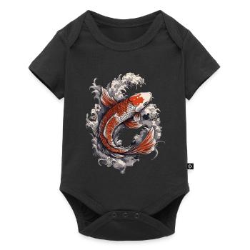 Koi in the Rush of the Waves - Baby Premium short-sleeve bodysuit - black - Front