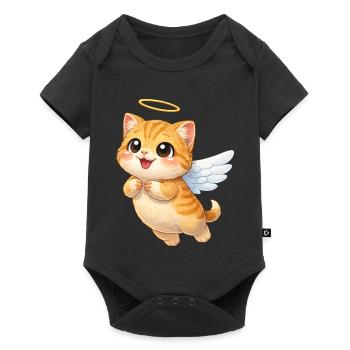 Cute cat angel with wings cartoon pet lovers - Baby Premium short-sleeve bodysuit - black - Front