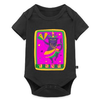 Mardi Gras Dancing Cat - Baby Premium short-sleeve bodysuit - black - Front