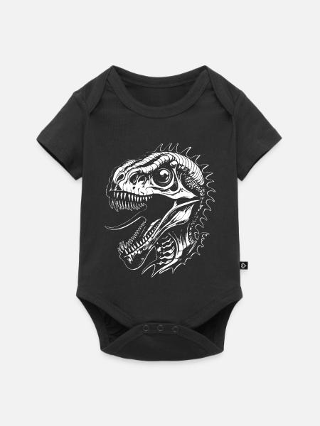 Dino - Baby Premium Kurzarmbody - Schwarz