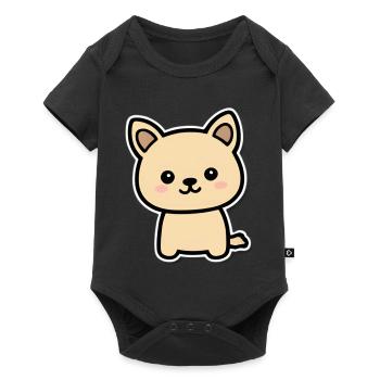 Cuddly Dog Kawaii Illustration - Baby Premium short-sleeve bodysuit - black - Front