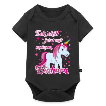 Ich chill jetzt mit meinem Einhorn, Lustig - Baby Premium Kurzarmbody - Schwarz - Vorne