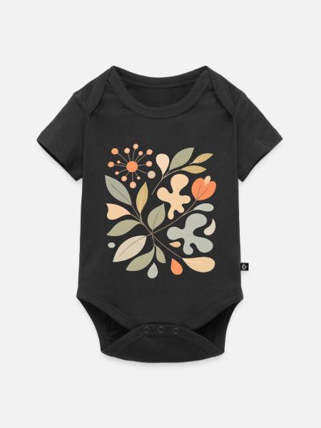 Abstraktes Blumen Muster Illustration - Baby Premium Kurzarmbody - Schwarz