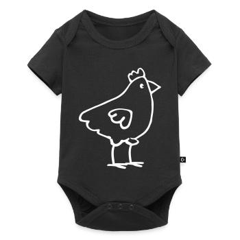 Dessin minimaliste de poulet - Body à manches courtes Premium Bébé - noir - Devant