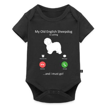 Old English Sheepdog Calling Phone Screen - Baby Premium short-sleeve bodysuit - black - Front