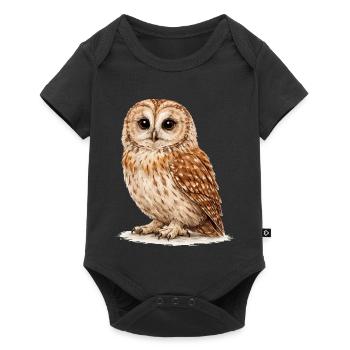 Watercolor Owl Night Forest - Baby Premium short-sleeve bodysuit - black - Front