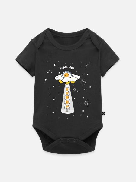 Peace Out UFO-Eier - Baby Premium Kurzarmbody - Schwarz