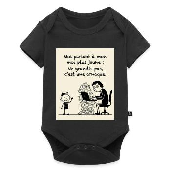 Grandir Est Une Arnaque Humour - Baby Premium Kurzarmbody - Schwarz - Vorne
