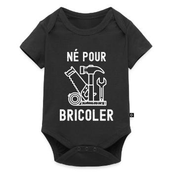 Né Pour Bricoler – T Shirt Atelier - Body à manches courtes Premium Bébé - noir - Devant