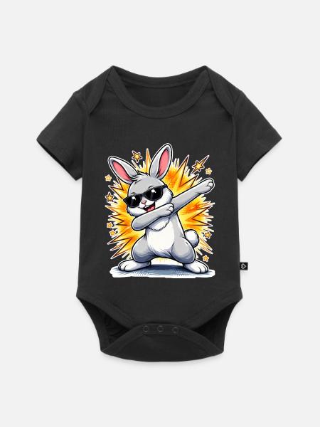 Dabbing Hase - Baby Premium Kurzarmbody - Schwarz
