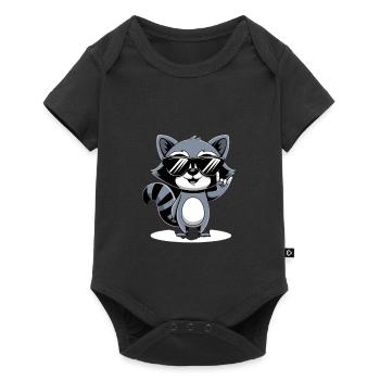 Raton laveur cool avec lunettes de soleil - Body à manches courtes Premium Bébé - noir - Devant