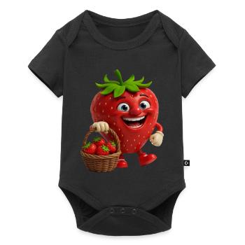 Fraise avec visage - Body à manches courtes Premium Bébé - noir - Devant