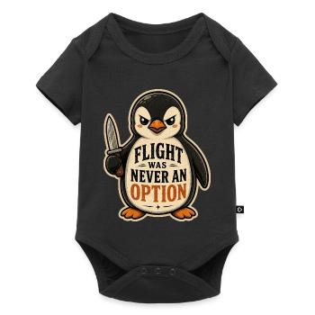Flight Was Never An Option Mutiger Pinguin Messer - Baby Premium Kurzarmbody - Schwarz - Vorne
