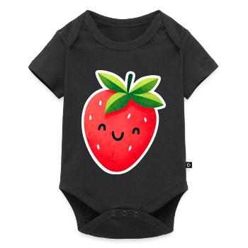 fraise mignonne souriante - Body à manches courtes Premium Bébé - noir - Devant