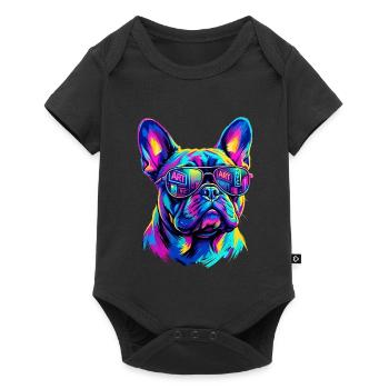 Pop Art French Bulldog NYC Glasses - Baby Premium short-sleeve bodysuit - black - Front