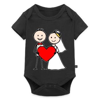 Wedding Couple Cartoon Heart - Baby Premium short-sleeve bodysuit - black - Front