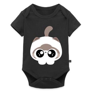 Chat Kawaii aux yeux étoilés - Body à manches courtes Premium Bébé - noir - Devant