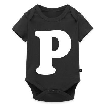 Large P Style Print | Letter P | P Logo - Baby Premium short-sleeve bodysuit - black - Front