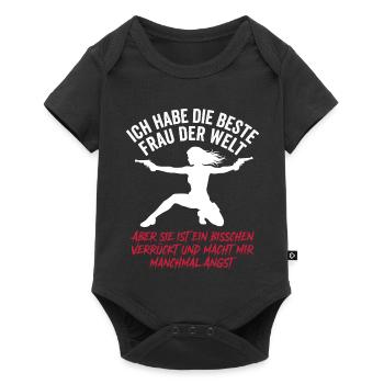 Beste Frau der Welt Verrückt Ehemann Spruch - Baby Premium Kurzarmbody - Schwarz - Vorne