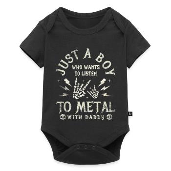 Metal Baby Boy avec la famille Daddy Rock - Body à manches courtes Premium Bébé - noir - Devant
