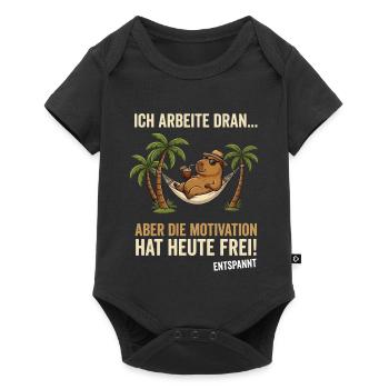 Capybara Entspannt lustiger Spruch  - Baby Premium Kurzarmbody - Schwarz - Vorne