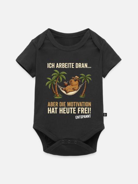 Capybara Entspannt lustiger Spruch - Baby Premium Kurzarmbody - Schwarz