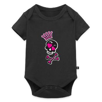 Crâne avec couronne - Body à manches courtes Premium Bébé - noir - Devant