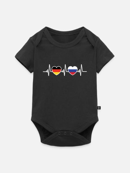 Deutschland Russland Russisch Flaggen Flagge - Baby Premium Kurzarmbody - Schwarz