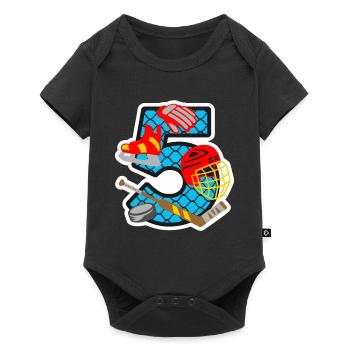 Hockey sur glace 5e anniversaire Numéro 5 - 5 ans - Body à manches courtes Premium Bébé - noir - Devant