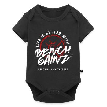 Benchpress Powerlifter Gym Quote Workout - Baby Premium short-sleeve bodysuit - black - Front