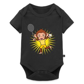Joli singe joueur de badminton Ape Hobby Sports - Body à manches courtes Premium Bébé - noir - Devant