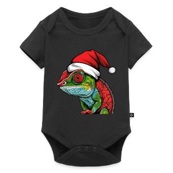 Chameleon Christmas Animal Head - Baby Premium short-sleeve bodysuit - black - Front