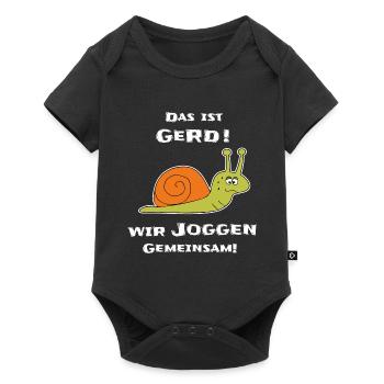 Lustige Schnecke Joggen - Baby Premium Kurzarmbody - Schwarz - Vorne