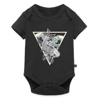 Koi Fisch Dreieck Japan Wasser Welle Geschenk - Baby Premium Kurzarmbody - Schwarz - Vorne