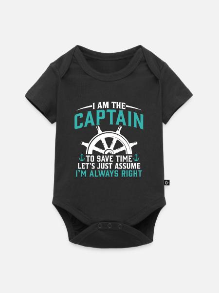 Ich bin der Kapitän lustiges Bootsegeln - Baby Premium Kurzarmbody - Schwarz